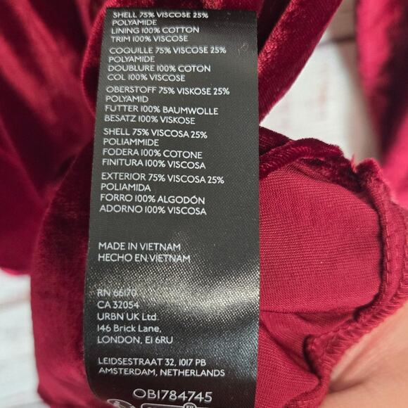 Anthropologie Pilcro Hadley Crushed Red Velvet Button Shirt XS Top Soft Warm NWT - Picture 8 of 14